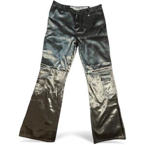 Y2K Mudd Girl Futuristic Metallic DeadstockOlive Smooth Silver Tinted Shiny Rave